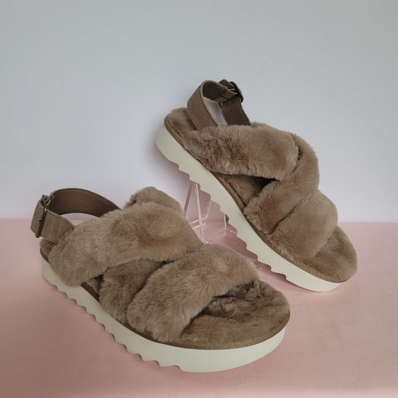 KOOLABURRA BY UGG Women’s Fuzz-EE Faux-Fur Slipper Sandals-Amphora. Size 9M⭐ - Picture 3 of 14